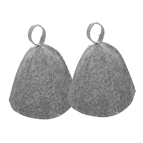 HAKIDZEL 2Pcs Felt Sauna Hat for Men Gray Suit Bath Set Hair Shower Cap Wool Felt Portable Flexible Thickened Breathable Sauna Room Accessories Supple Bathing Hat