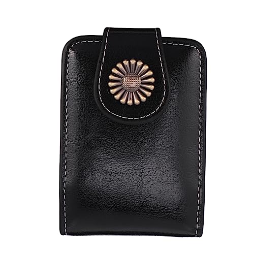 HONMEET 1Pc Lipstick Pouch with Built in Mirror Portable Lip Gloss Carrying Case for Travel and Everyday Use Smart Black Design for Easy The Go Touch Ups