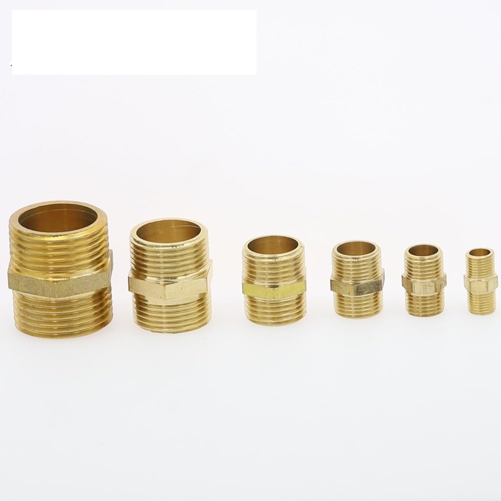 Brass Pipe Hex Nipple Fitting Quick Adapter 1/8" 1/4" 3/8" 1/2" 3/4" 1" Male Thread Water, oil and gas Connector NWPNLXEA(2")