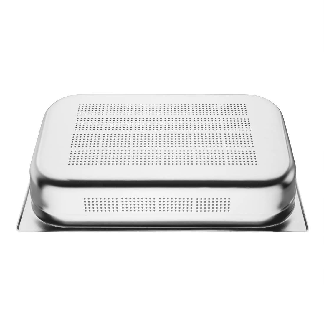 Vogue Perforierter Gastronorm-Behälter 1/1 aus Edelstahl 13,5L, Tiefe: 100mm, perforiert, ideal zum Abtropfen von Lebensmitteln - Für Kühlschrank & Ofen geeignet - Deckel separat erhältlich, K841