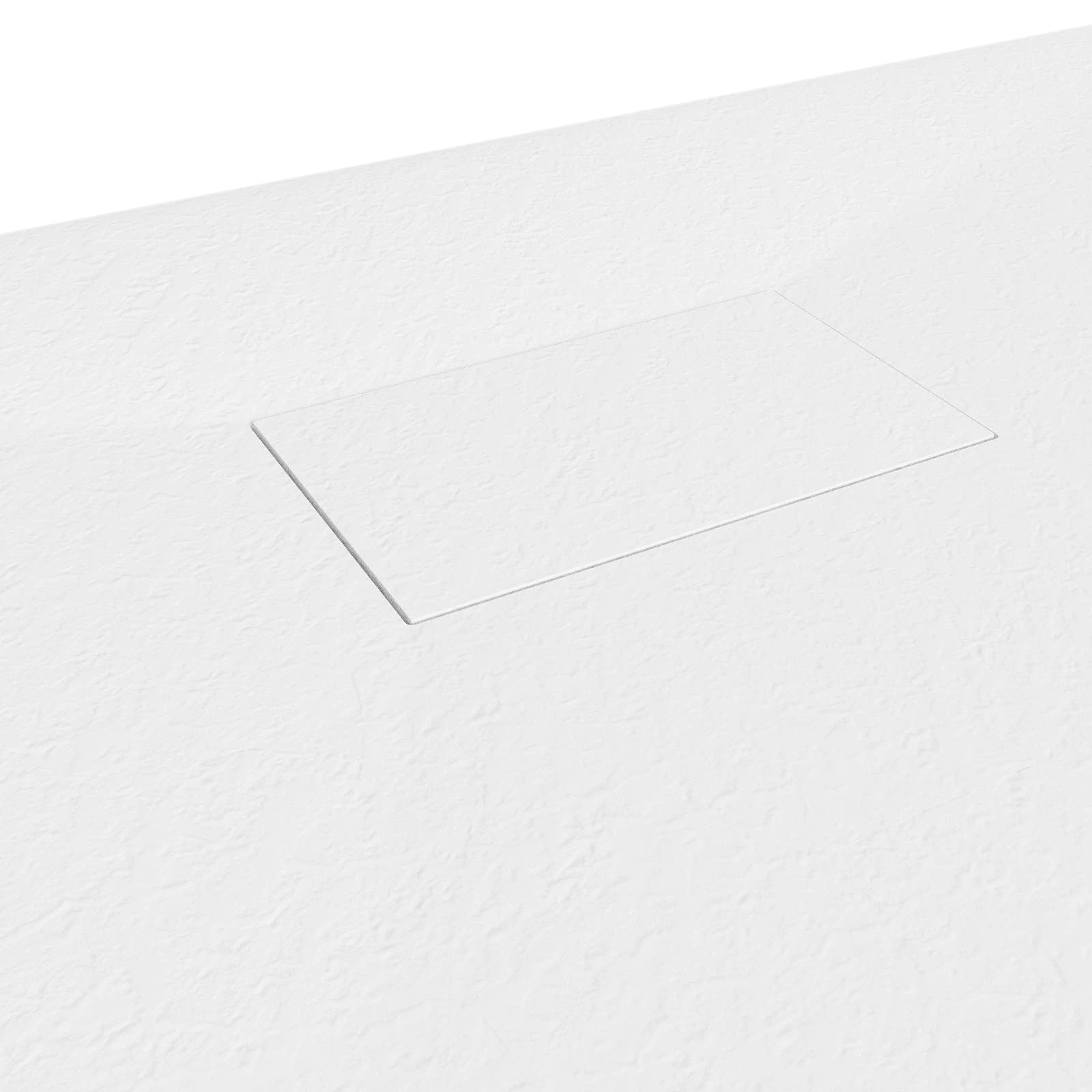 BAYA Receveur de douche extra-plat aspect pierre ardoise Blanc 80 x 180 cm + bonde