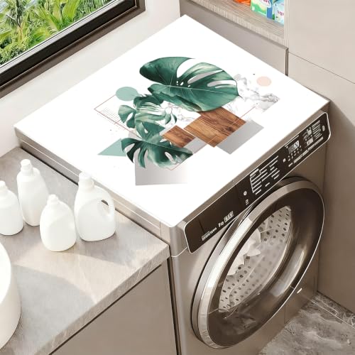 Image of Washer Dryer Top Cover Mat, Non-Slip Laundry Room Decor, Laundry Room Kitchen Appliance Decor Protector Universal 23.6 inchx19.7 inch (Leaf 4)