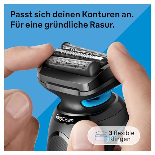 Foto von Braun Series 5 Rasierer Herren Elektrisch, Elektrorasierer mit EasyClick Barttrimmer Aufsatz, Ladestation, EasyClean Rasierapparat, Trockenrasierer, Wasserdicht, Made in Germany, 51-M4500cs, Mintgrün