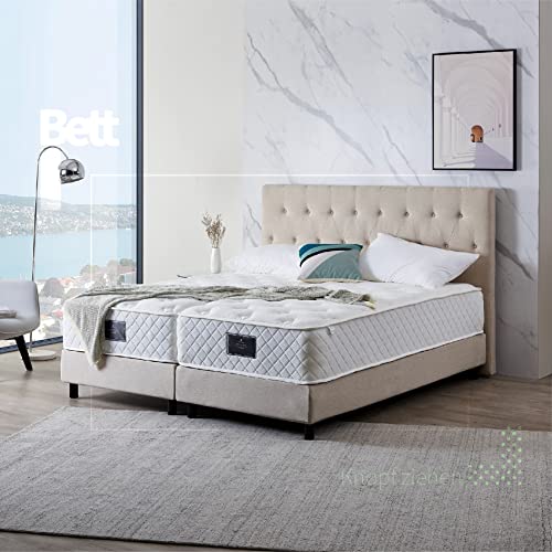 De RUCCI Boxspringbett Modell 211 mit Taschenfederkernmatratze, Bestes Preis-Leistungsverhältnis, DREI Farben und 4 Maße wählbar, einfache Montage (160 x 200 cm, Beige)