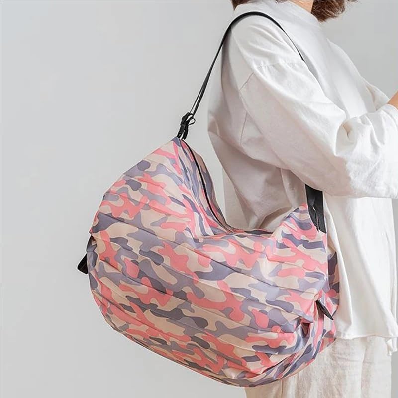 Foldable Storage Bag With Handle Portable Travel Camouflage Handbags Large Capacity Shopping Bag(Black leopard print)4