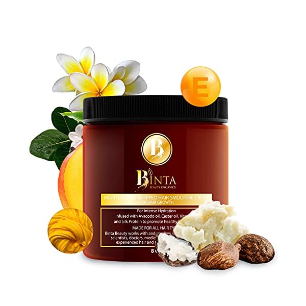 Binta Beauty Organics MOISTURIZING WHIPPED HAIR SMOOTHIE CREAM FOR HAIR GROWTH(8OZ)