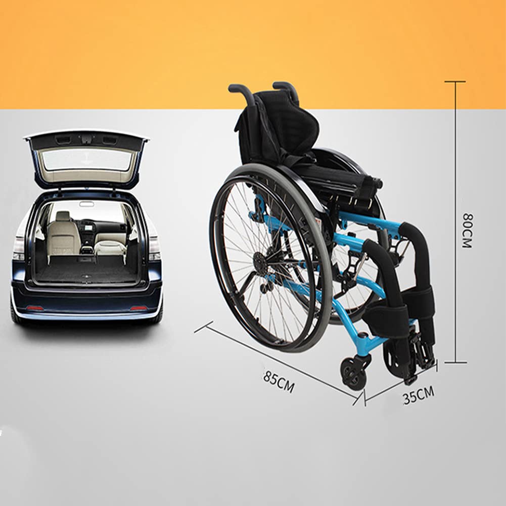 Silla de Ruedas Todo Terreno, Silla de Ruedas de Viaje Plegable con Dispositivo Antivuelco Trasero - Silla de Ruedas Manual Ligera Autopropulpara Deporte Y Ocio/Yellow/Seat Width 36Cm
