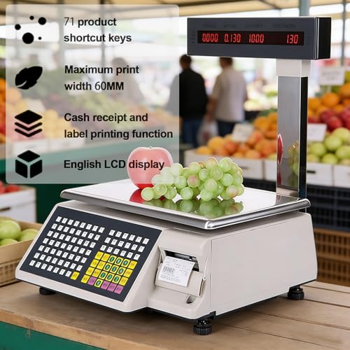 Báscula comercial digital con impresora y pantalla dual miniatura 3