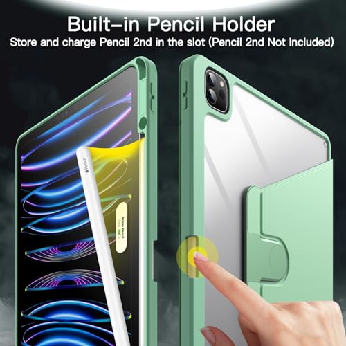 Image of JETech 360 Rotating Case for iPad Pro 12.9 inch 6 /5 /4 /3, Matcha Green