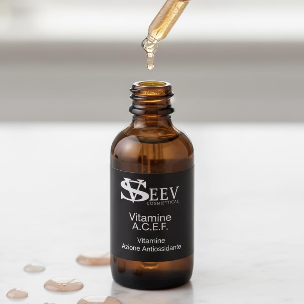 Seev Cosmeceutical Serum Vitamins A.C.E.F | Antioxidant and Anti-Aging Vitamin C Retinol Ferulic Acid Omega 3 Linoeic Acid Against Free Radicals (15 ml)