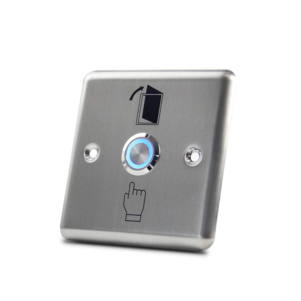 Interrupteur de Verrouillage de Porte 12 V (DC) - Système de contrôle d'accès - Installation Facile (Acier Inoxydable 86 avec lumière)