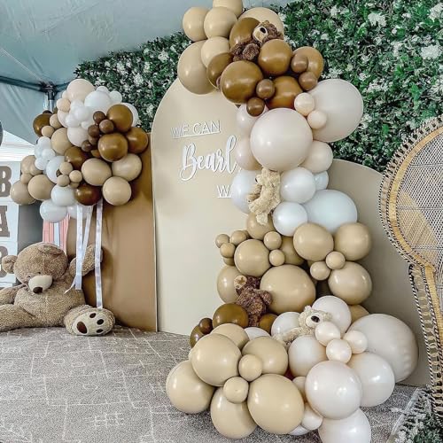 Image of PartyWoo Brown Balloons 127 pcs Different Sizes of 36 18 12 10 5 Inch Boho Neutral Coffee Dark Brown Balloon Arch Kit Garland for Wedding Baby Shower Gender Reveal Birthday Party Decorations Brown-F09