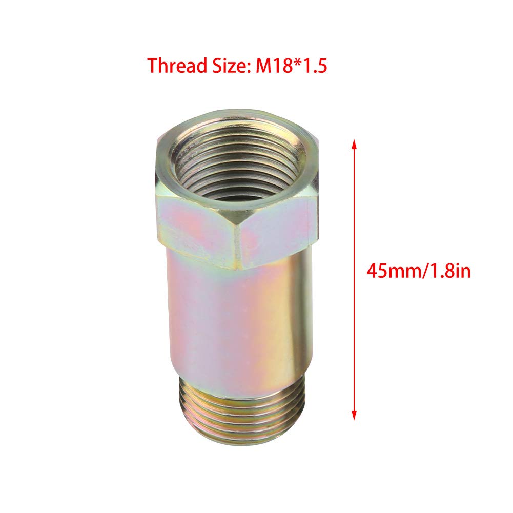 2 Stks Universele O2 Zuurstof Sensor Spacer Adapater Extender Isolator, Zuurstof Sensor Adapter Bungs Geel voor Uitlaatsystemen, 45mm M18*1.5