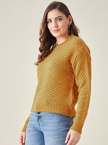 Image of Modeve Self Design Round Neck Casual Women Crop Top Sweater||Winterwear||