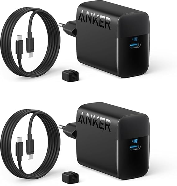 Anker 45W USB-C Charger Power Adapter Fast Charging, 2 Pack, GaN II Technology, Compatible with MacBook Pro 13″, Galaxy S22/S22+, iPhone 15/Pro, iPad, Pixel, Black (USB-C to USB-C Cable Included)