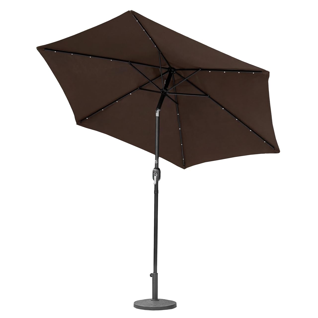 Harrier 2.7m Garden Parasol with Crank Handle & Tilt Function [7 Colour Options] – Outdoor Garden Patio Umbrella with Optional Waterproof Cover + Weights (Brown, Parasol + 9kg Bronzed Base) — image 1
