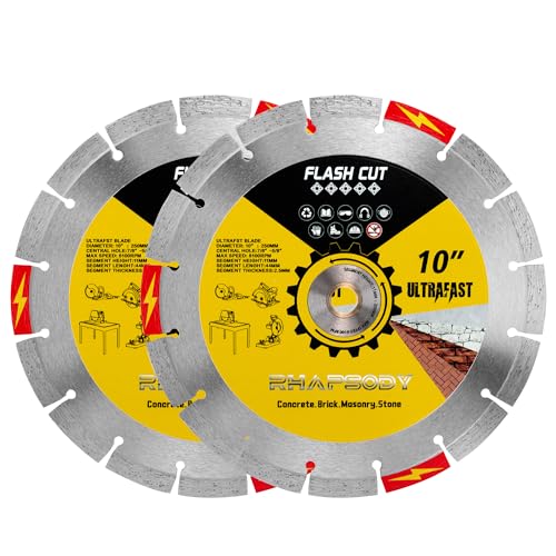 RHAPSODY 10Inch Ultrafast Diamond Saw Blade 2Pcs,Segmented General Purpose