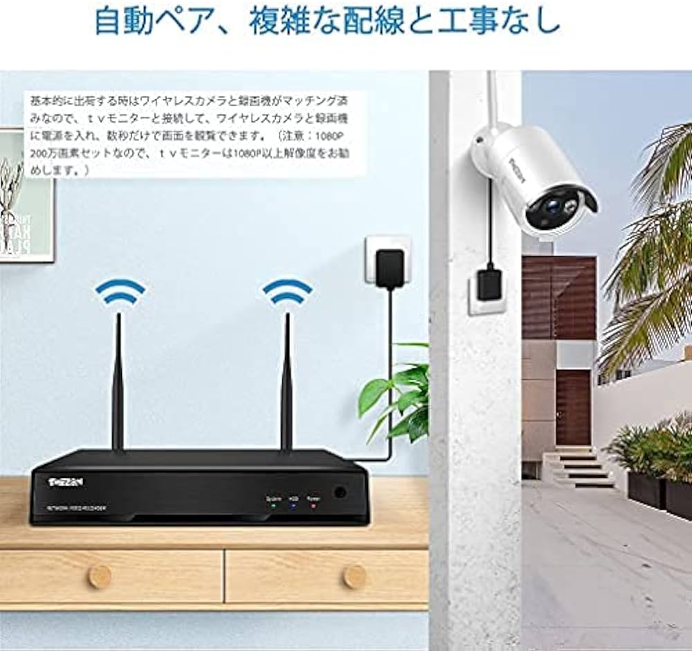 ❤ワイヤレス8台セット❣2K/300万高画素で防犯に効果的♪❤防犯カメラ Amazon.co.jp: ワイヤレス 防犯カメラセット TMEZON 300万画素 8ch