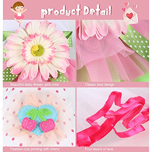 GINDOOR 2 Pieces Girl Dog Clothes - Adorable Tutu Dog Dresses Cherry & Sun Flower Printed Puppy Dog Princess Dresses Pet… - Image 4