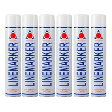 Aerosol Solutions Line Marker, Grass and Road Spray Paint, White, 750 ml (Pack of 6)