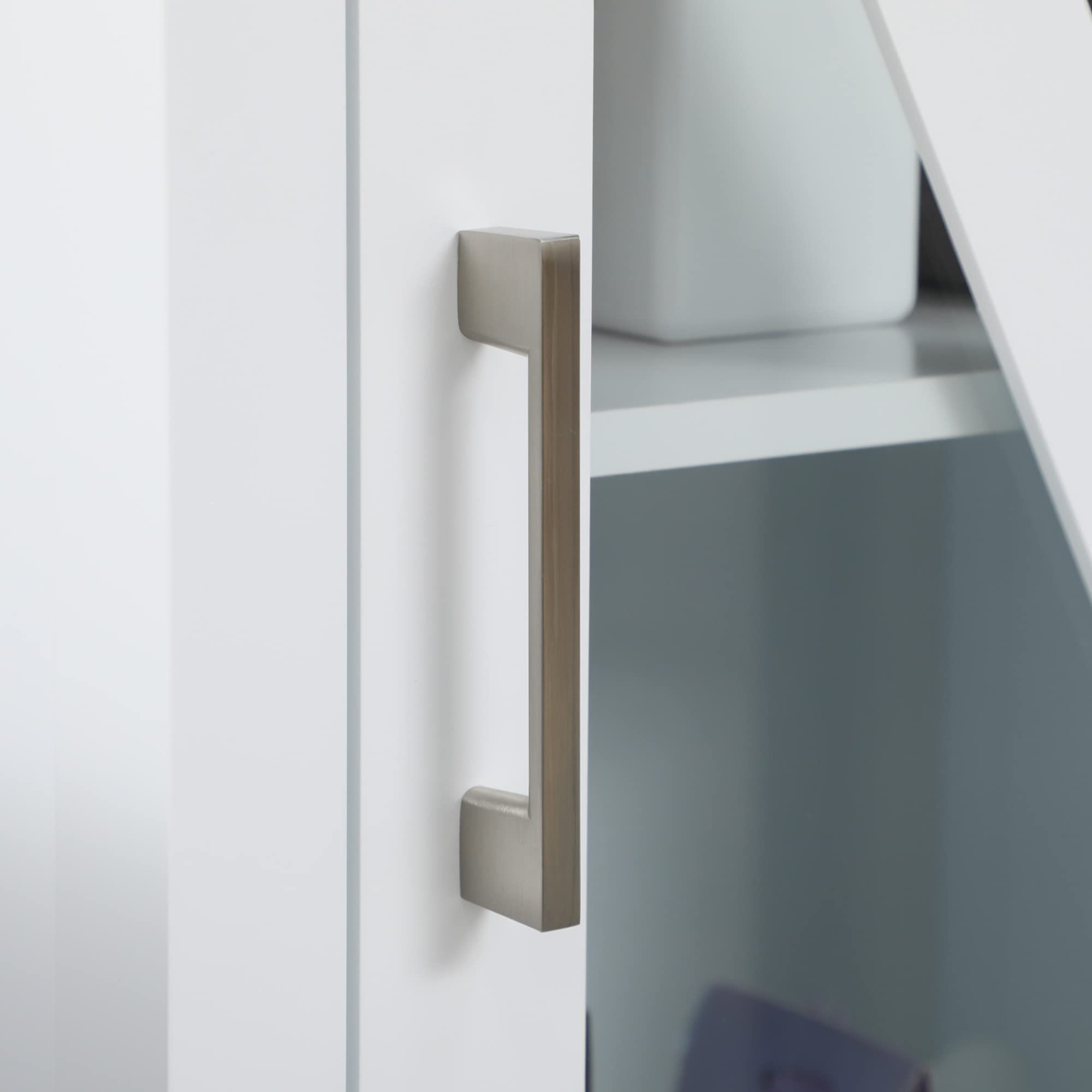 kleankin Columna Auxiliar de Baño 2 Puertas de Vidrio 45x30x170 cm Blanco | Armario Alto de Baño, Estantes Ajustables, Estante de Almacenamiento