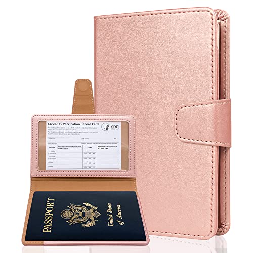 Teskyer-Passport-Holder-and-Vaccine-Card-Holder-Combo-Fit-for-4-x-3-Vaccine-Card-Leather-Passport-Wallet-Cover-with-Vaccine-Card-Slot-Rose-Gold