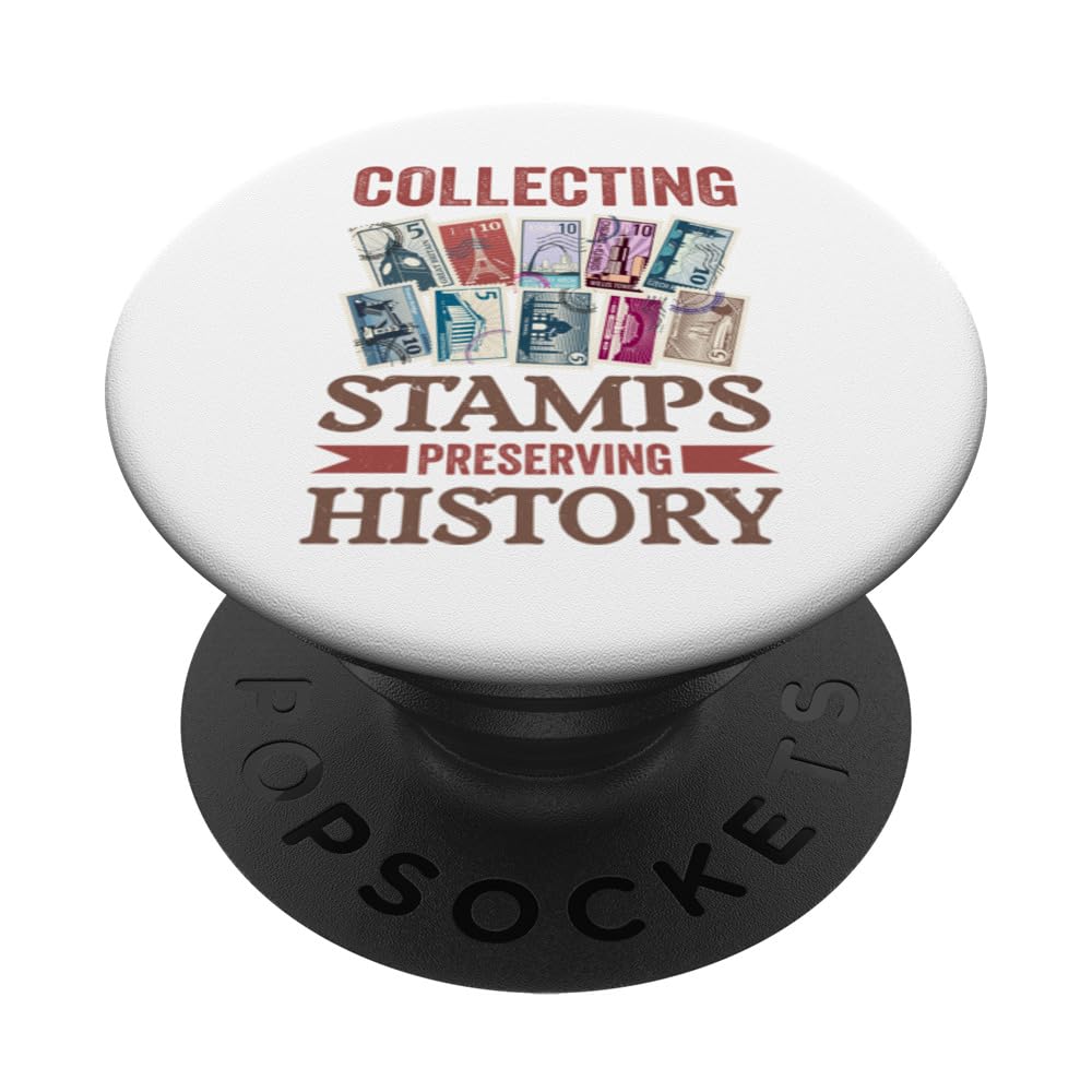 Stamp Collecting Passion Postage Stamp Collection Philately PopSockets Swappable PopGrip, Black
