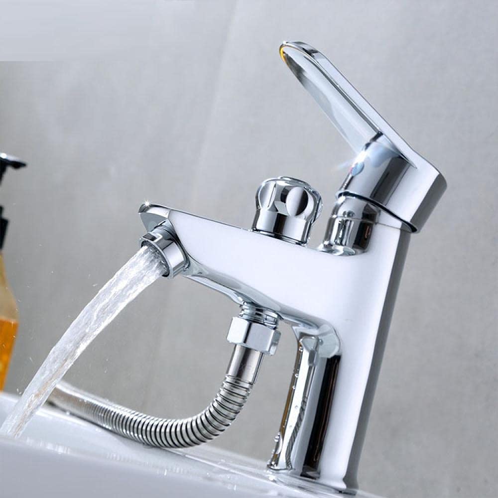 Robinet De Salle De Bain Brosse Salle De Bains Matériaux De Construction Quincaillerie Lavabo Monotrou Cuivre Bouton À Double Usage Douche Externe Robinet Lavabo Chaud Et Froid Noir
