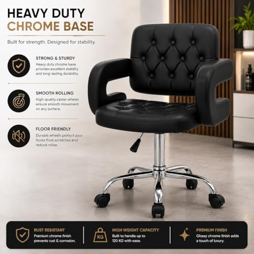 Image of Modern Button Shape Bar Stool with 360 Swivel | Height Adjustable Bar Chair | Counter Stool & High Chairs | Comfortable for Home, Office, Restaurant Bar & Cash Counter - (Black)