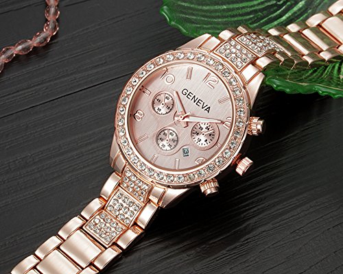 Image of Geneva Platinum Analog Rose Gold Dial Women's Watch - GP-223