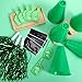 Teyva Daily 12 Set Team Spirit Accessories for Cheerleading Cheer Megaphone Pom Poms and We're #1 Fan Foam Finger Cheerleader Gifts for Sports Events Football Baseball Cheering Supplies (Green)