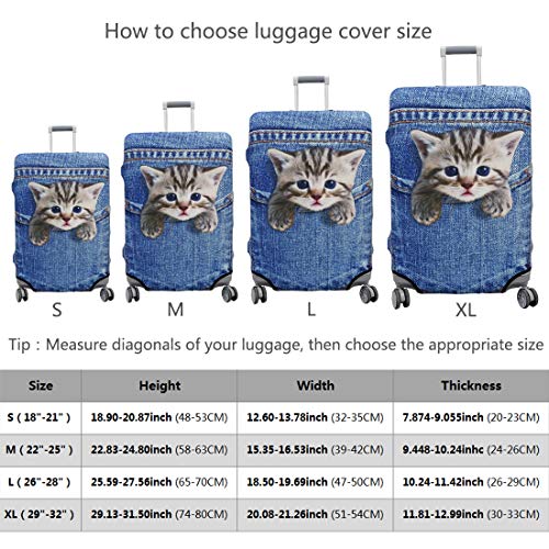 TAPE FIVE Washable Travel Luggage Cover Thickened Luggage Cover 18/24/28/32 Inch Suitcase Spandex Protective Cover (XL(29"-32" luggage), Pocket Cat)2