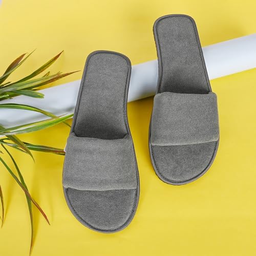 Image of Men Home Slippers Open Toe Slides Slip on Comfortable Sole Lightweight Anti Skid Indoor Bedroom Room Indoor House Cloth Soft Slippers for Men