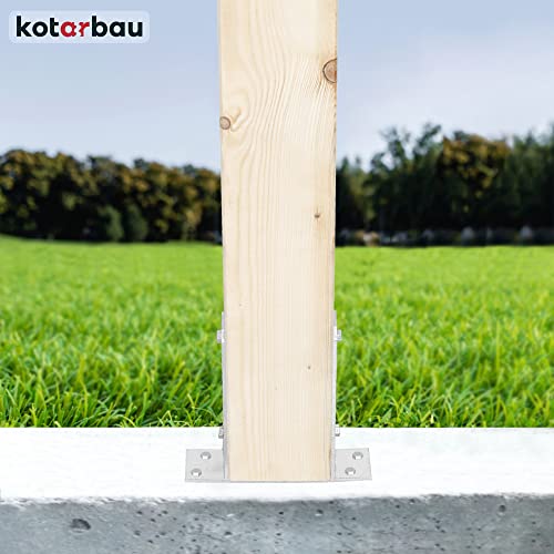 KOTARBAU® Fence Post Support, Post Base, TT, Galvanised Steel, 120 mm (4.72 in), Silver, Heavy Duty, Bolt Down Support - Image 3