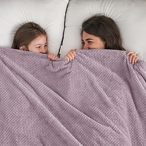 Newcosplay 8541806402 Super Soft Throw Blanket Light Purple Premium Silky Flannel Fleece Leaves Pattern Lightweight Bed Blanket All Season Use thumb #2