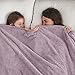 NEWCOSPLAY Light Purple Leaves Pattern Throw Blanket & 3D Waffle Checkered Blue Throw Blanket