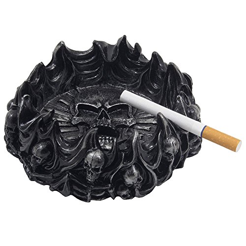 Home 'N Gifts SG_B00TD7YJQW_US Decorative Skulls And Crossbones In Flames Ashtray For Spooky Skeleton Halloween Decorations Or Medieval Art Figurines & Gothic Home Decor As Scary Fantasy Gifts cover