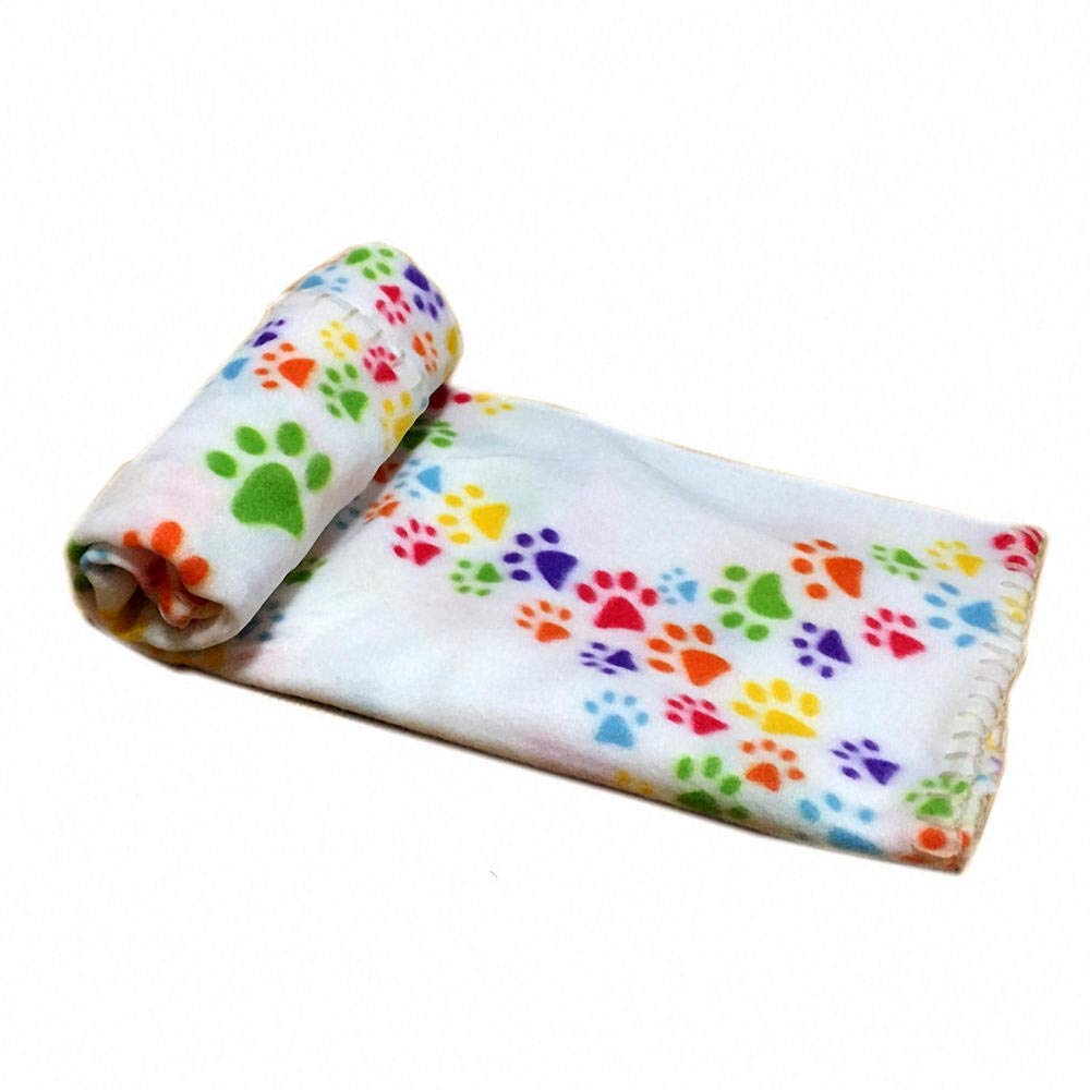 Coperta per Gatti Bianco 60X70cm Pet Coperta Mat Morbido Pile Caldo Paw Stampa Design Pet Stuoia Letto Divano Pet Fodere per Cuscini Asciugamano 10Pz