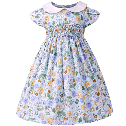 Amazon.com: KKOGWER 2T Girls Clothes Girls Smocked Floral Blue Dress  Toddler Summer Dress Birthday Outfit Cap Sleeves Cotton Girl Tea Party  Dresses: Clothing, Shoes & Jewelry