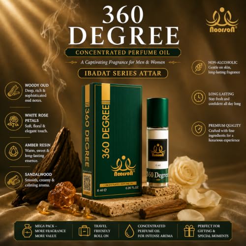 Image of 360 Degree Attar 6ml | Long Lasting Premium Alcohol-Free Perfume Oil for Men & Women | Roll-On Ittar Fragrance | Rich, Exotic & Concentrated Aroma | Travel Friendly Pocket Perfume