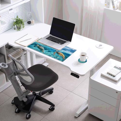 Image of Gaming Mouse Pad Sea Turtle Mousepad 24x12 Inch Desk Mat XL Long Desk Pad Non-Slip Rubber Base Computer Mat with Stitched Edges for Office Work Home Game