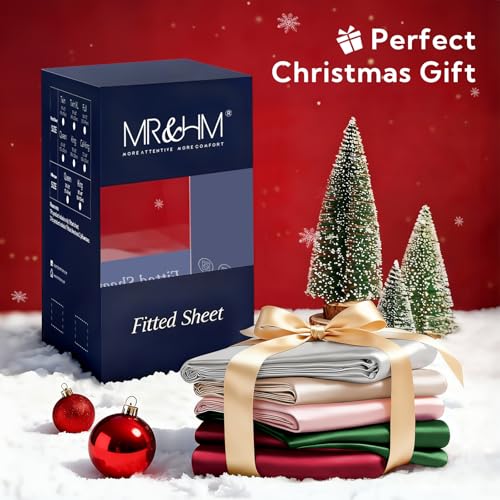 MR&HM Satin Fitted Sheet Queen Size, Silky Bottom Sheet with Elastic Corner Straps, Deep Pocket up to 15 Inch, No More Slipping Off for Mattress - 1 Fitted Sheet Only (Black) - Image 4