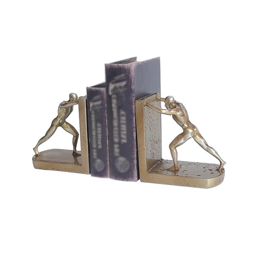 Bookends for Shelves Unique Book Stoppers to Hold, Wine Cabinet Decoration Ornaments Sports People Bookends Bookshelf Holder Stand