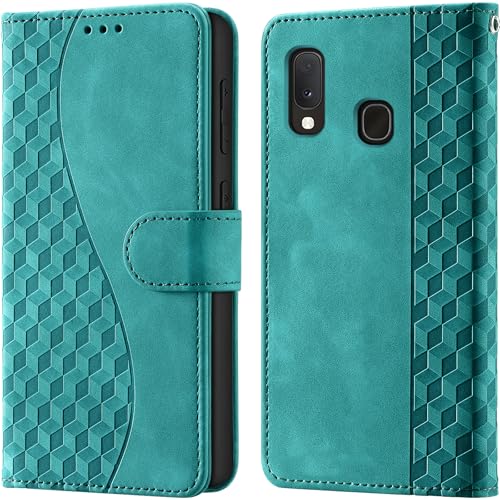 Handyhülle für Samsung Galaxy A20e/A10e Leder Wallet RFID hüllen Türkis