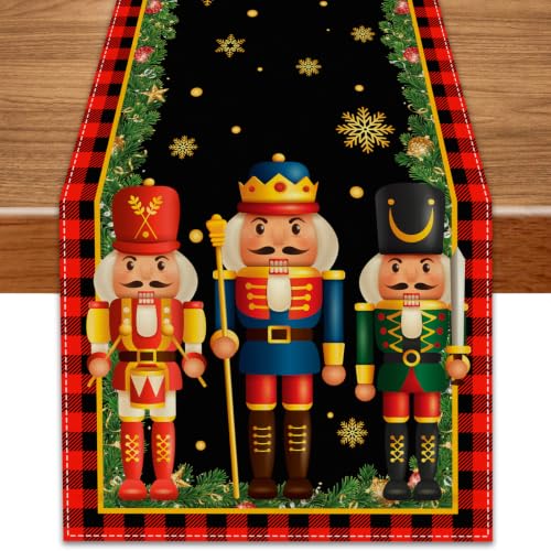 FARMNALL Nutcracker Christmas Table Runner Xmas Winter Decoration for Home