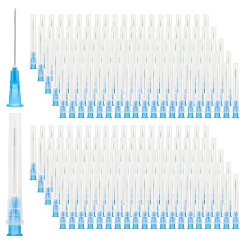 200 unidades de 23 g 0,6 x 25 mm de acero inoxidable tubo de dispensación para líquidos de relleno, accesorios dosificadores de acero inoxidable para líquidos de relleno, tubos de recarga para