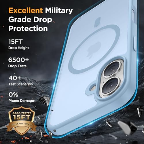 Image of Miracase Magnetic Series for iPhone 16 Case [Compatible with MagSafe] Military-Grade Protection, Anti-Fingerprint, Slim Phone Case for iPhone 16 6.1 inch - Light Blue