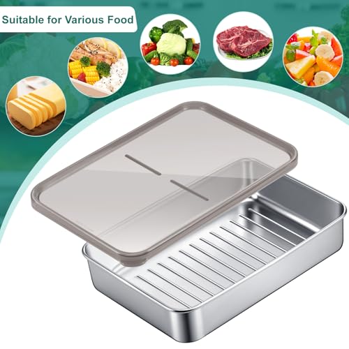Set mit 4 Aufschnittbox Fresh, Edelstahl Lebensmittel Aufbewahrungsbox mit Sichtdeckel, Kühlschrank Gefrierschrank Organizer Für Käse, Aufschnitt, Fleisch - Spülmaschinenfest & Stapelbar – Bild 8