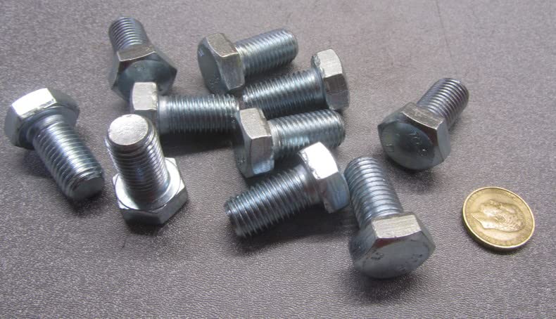 Class 10.9 Zinc Steel Hex Bolts FT M16 x 2 mm x 30 mm Long 10 pcs