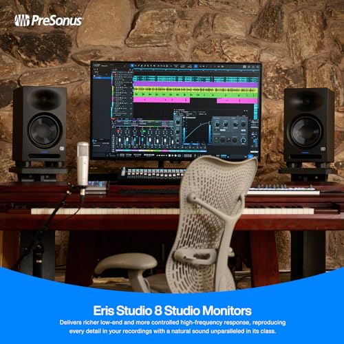 Image of PreSonus Eris Studio 8, 8-Inch High-Definition Professional Studio Monitor with Woven Composite LF Driver, XLR, 1 inch Silk-Dome HF Driver, EBM Waveguide, and Acoustic Tuning Controls - Single (Black)